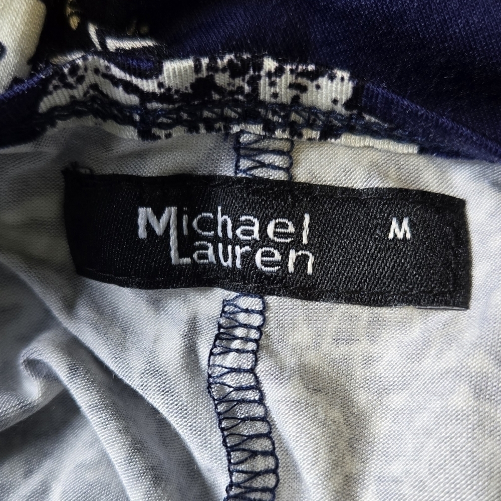 Michael Lauren Navy Paisley Dress Medium NWT Soft Casual Everyday Mini Stretch - Picture 6 of 9